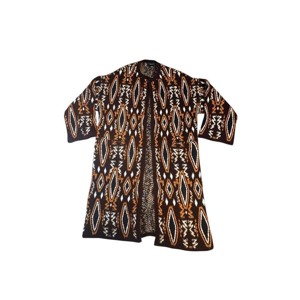 Viral Zara Knit Cardigan Womens M Oversized Boho Tribal Long Duster